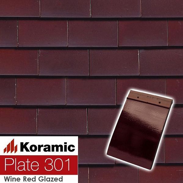 Керамическая черепица KORAMIC 301 Plain Tile Smooth 170*270мм wine red